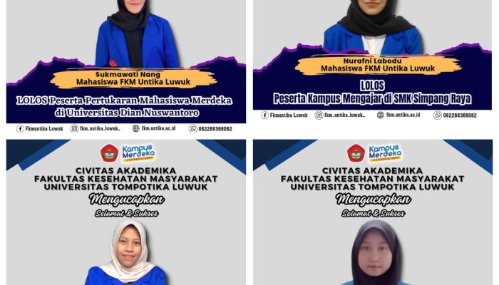 Keren, 4 Mahasiswa FKM Untika Luwuk Lolos Kampus Mengajar, PMM Hingga MSIB