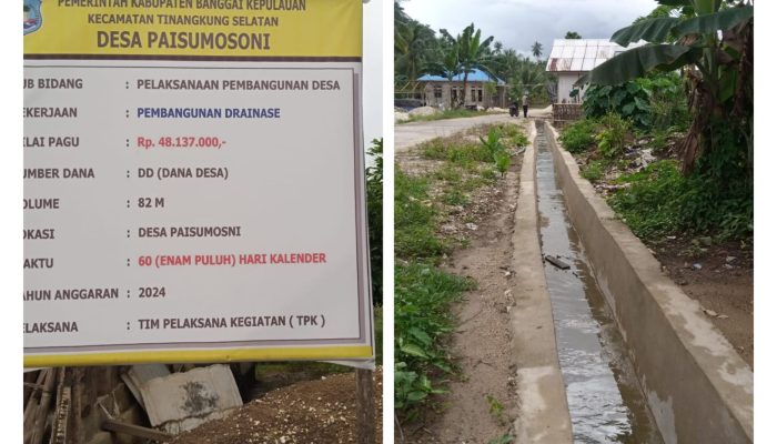 Pemdes Paisumosoni Bangkep Alokasikan DD Rp48 Juta Bangun Drainase