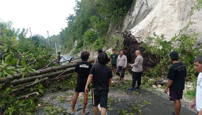 Longsor Terjadi di Jalan Penghubung Mantoh dan Balantak, Polisi dan Warga Kompak Turun 