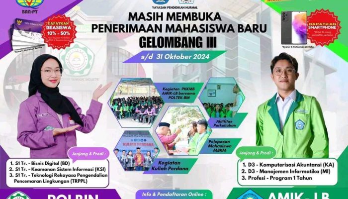 Polbin dan AMIK Luwuk Masih Buka Penerimaan Maba Gelombang 3, Hingga 31 Oktober