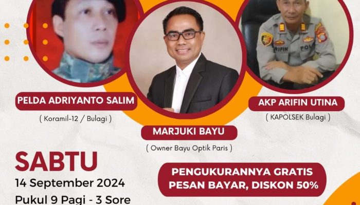 Dapatkan Diskon 50 Persen, Bayu Optik Paris Buka Layanan di Bulagi Bangkep