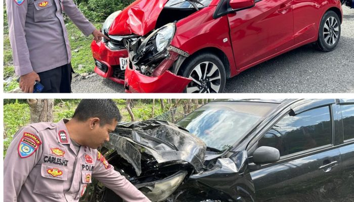 Tabrakan Hebat Terjadi di Pagimana, Dua Mobil Ringsek