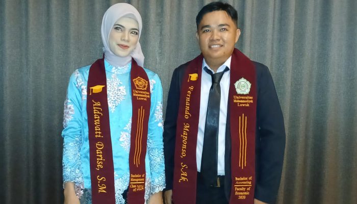 Aldawati Darise dan Fernando Maponso Jadi Peserta Yudisium Terbaik FEB Unismuh Luwuk