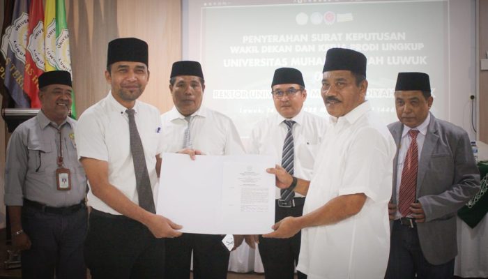 Resmi Terima SK dari Rektor, Ini Daftar Wakil Dekan dan Kaprodi Unismuh Luwuk Periode 2025-2029