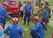 Damkar Banggai Berhasil Evakuasi Buaya Terkena Jerat di Tangkiang Kintom