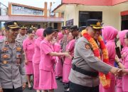 Jajaran Polres Bangkep Sambut Kedatangan Kapolres Baru dan Ketua Bhayangkari