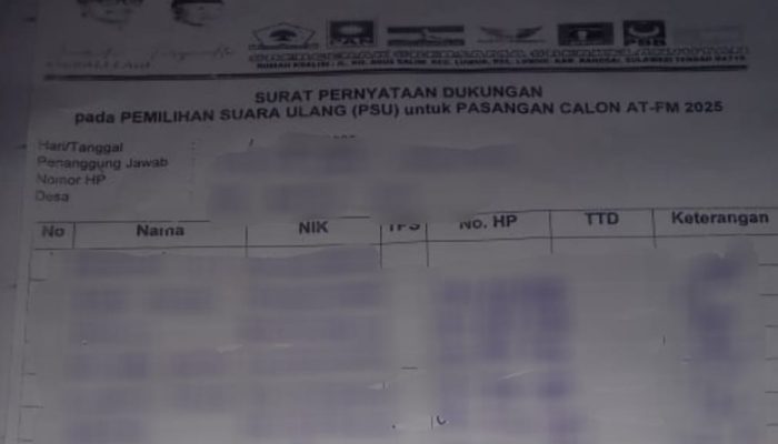 Dugaan Money Politik Tim Paslon ATFM di Simra Dibagi 3 Gelombang, Berpose Gunakan Simbol Jari