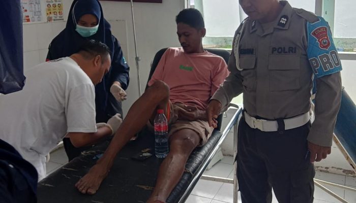 Lakalantas Jupiter MX Vs Revo Terjadi di Bunta, Korban Dilarikan ke Puskesmas