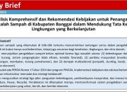 Analisis Komprehensif dan Rekomendasi Kebijakan Penanganan Sampah di Kabupaten Banggai