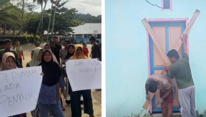 Puluhan Warga Kokudang Balut Geruduk dan Segel Kantor Desa