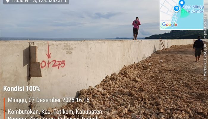 Rekonstruksi Pengaman Pasang Surut Desa Kombutokan Rampung 100 Persen