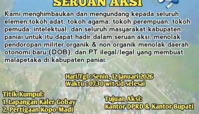 Solidaritas Mahasiswa Paniai Se-Indonesia (SMI-KP) Serukan Aksi Tolak Pendorongan Militer dan DOB di Paniai